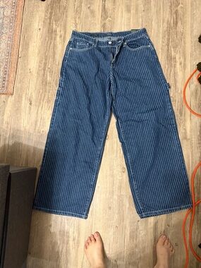 wild fable Blue Pinstripe Wide-Leg Jeans